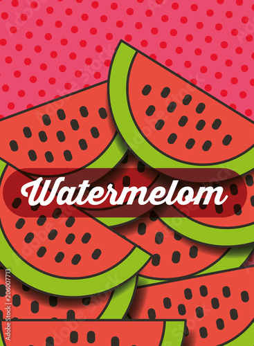 fruit watermelon on the dotted background vector illustration