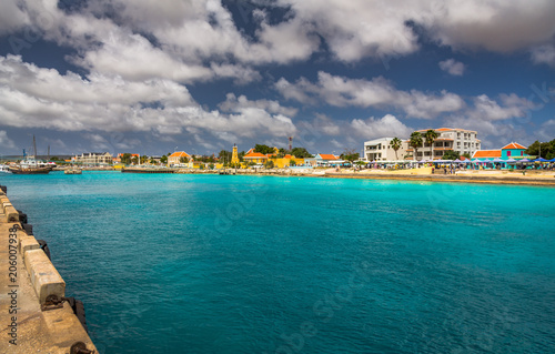 Welcome to Bonaire, Divers Paradise. Arriving at Bonaire, capture from Ship at the Capital of Bonaire, Kralendijk in this beautiful island of the Caribbean Netherlands, with its paradisiac beaches.