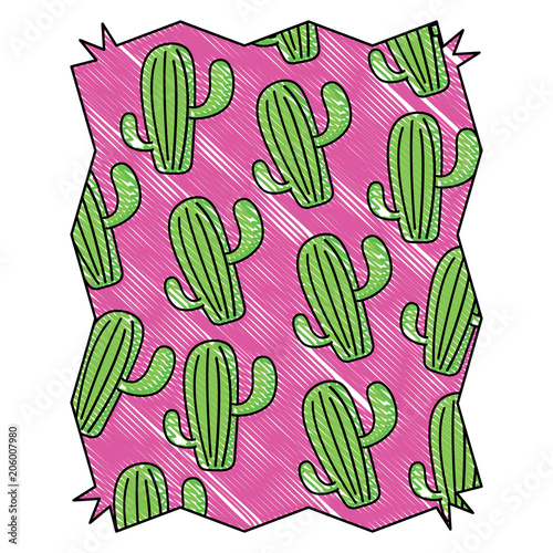 abstract frame with cactus plant pattern over white background, vector illustration