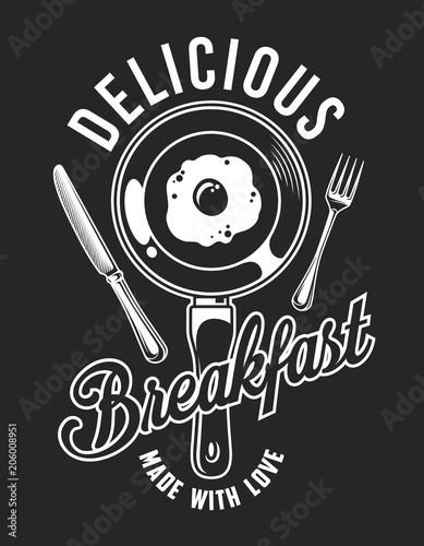 Vintage monochrome delicious breakfast logo