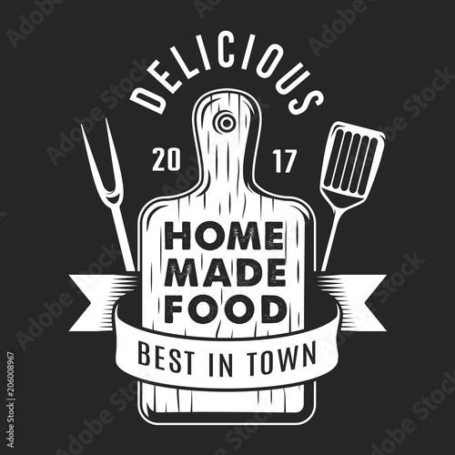 Monochrome cooking utensils label
