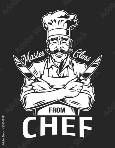 Vintage smiling chef logotype