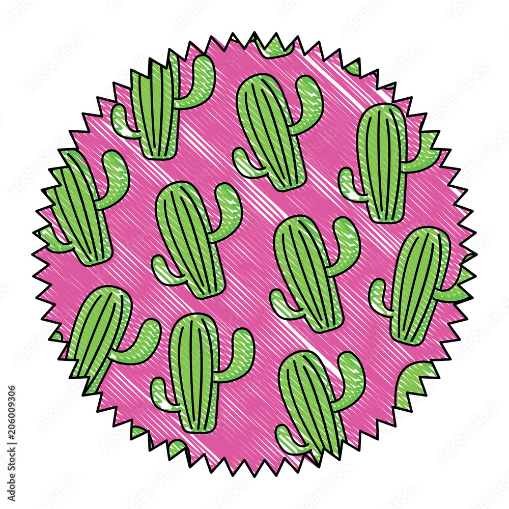 seal stamp with cactus plant pattern over white background, vector illustration seal stamp with cactus plant pattern over white background, vector illustration