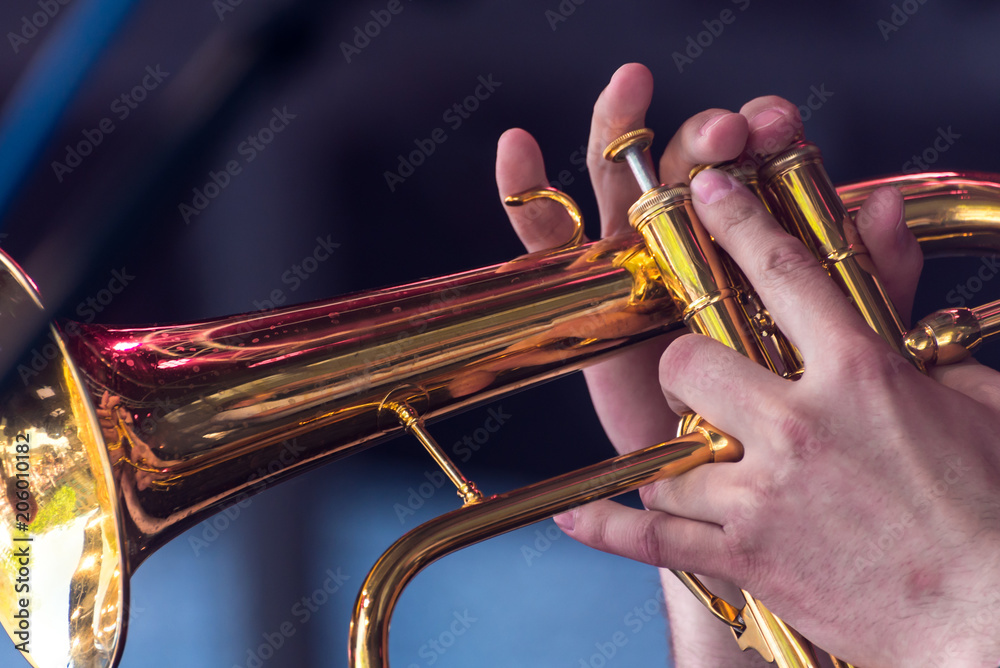 Obraz premium Jazz Trompete Finger Ausschnitt