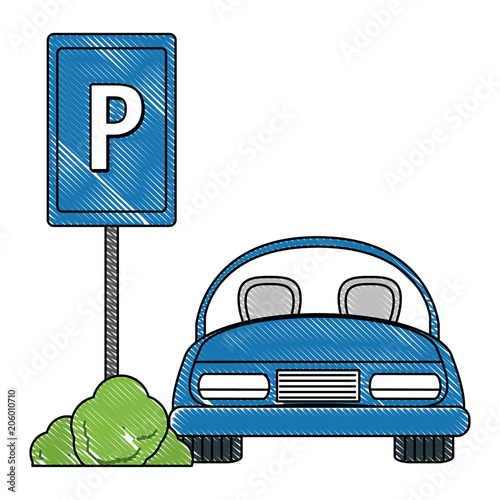 parked car in parking zone over white background, vector illustration