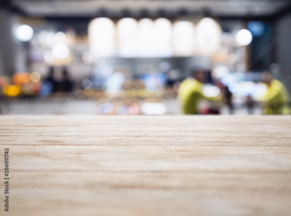 Table top counter Blur people restaurant shop lighting background