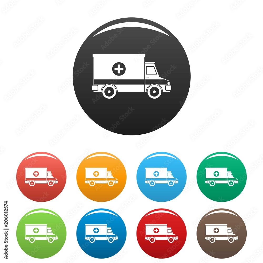 Ambulance icon. Simple illustration of ambulance vector icons set color isolated on white