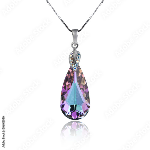 Amethyst pendant isolated on white