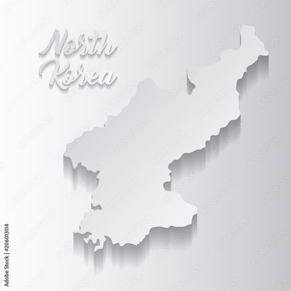 north korea map over white background, vector illustration