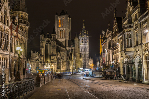 Night lights of Ghent in Belgium