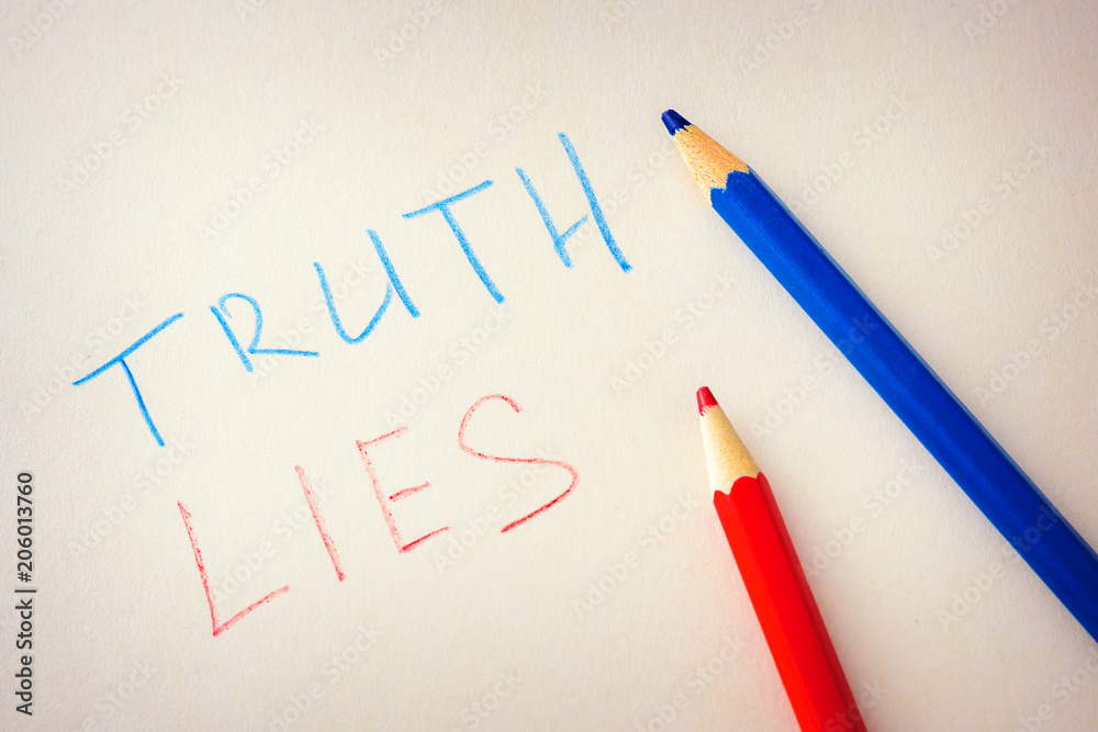 Words truth and lies are written on paper Words truth and lies are written on paper