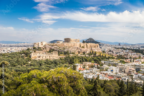 View of the Acropolis in Athens Greece