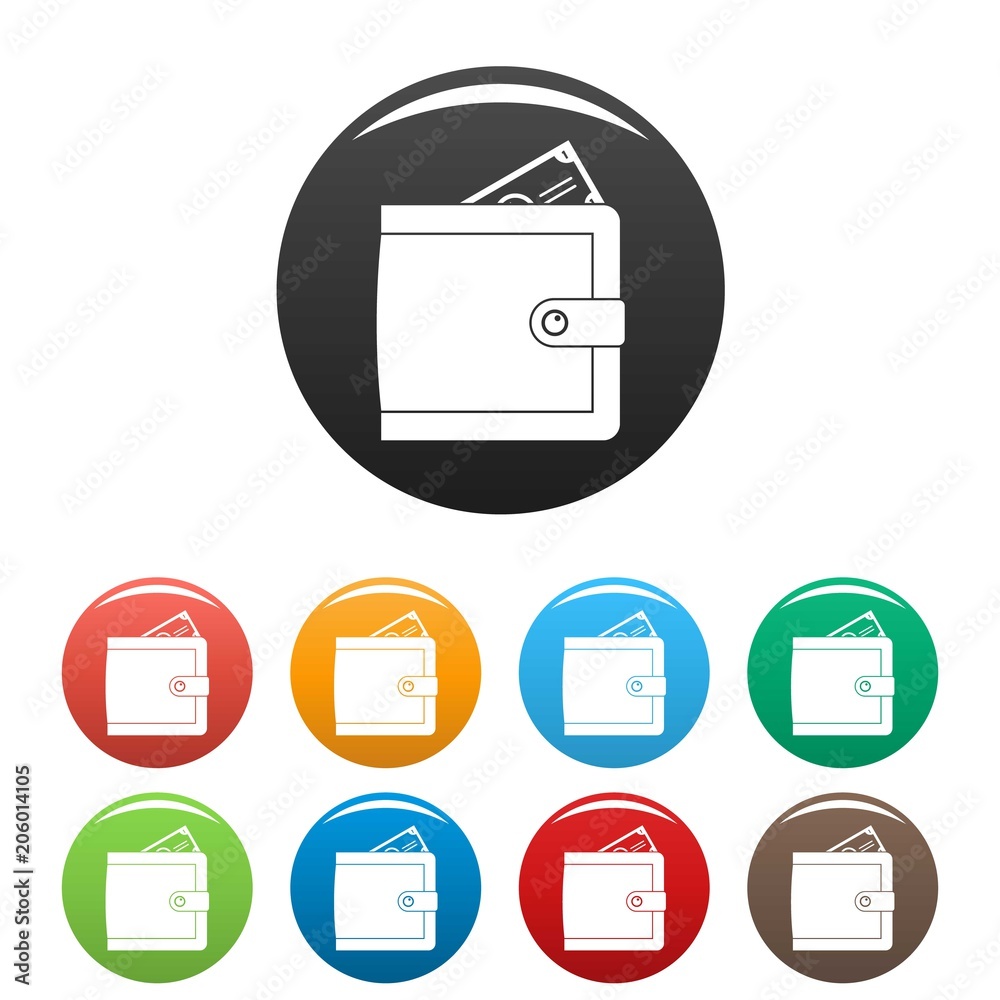 Purse pay icon. Simple illustration of purse pay vector icons set color isolated on white Purse pay icon. Simple illustration of purse pay vector icons set color isolated on white