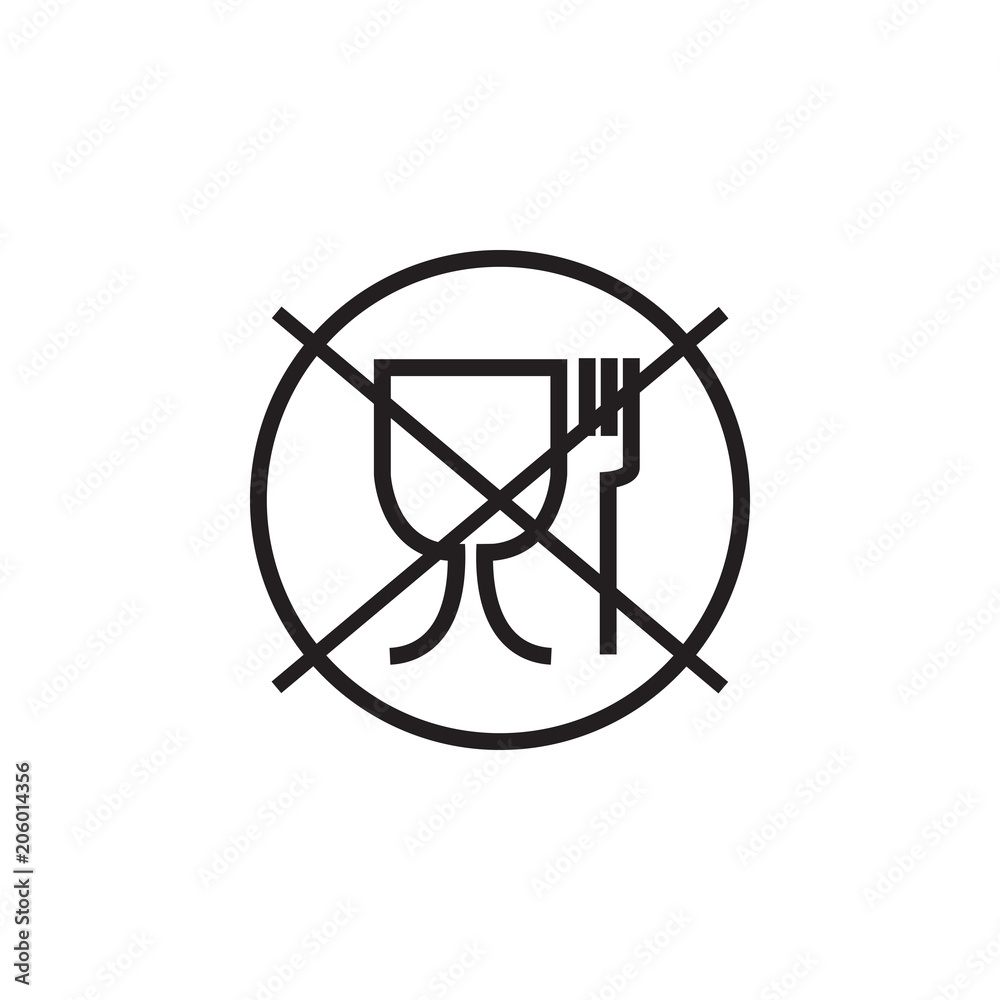 Food safe symbol. Not suitable for food icon. No food grade symbol