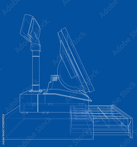 Cashbox with touch screen concept. Vector
