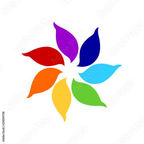 7 chakra color icon symbol logo sign, flower floral, vector design illustration concept drawing