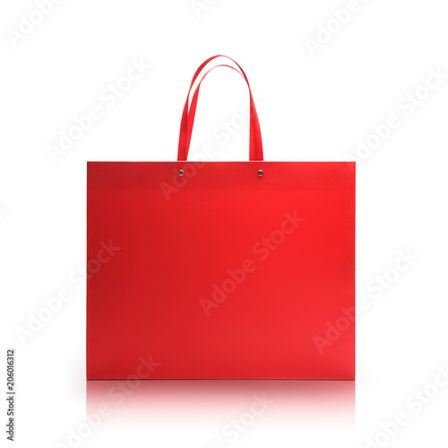 Red shopping bag isolated on white background