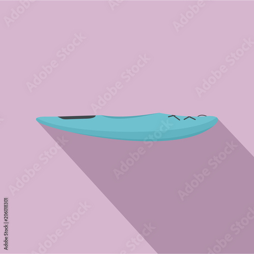 Blue kayak icon. Flat illustration of blue kayak vector icon for web design