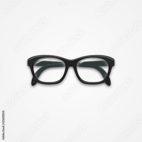 Classic black vector glasses on white background