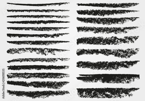 Chalk and charcoal. A set of vector brushstrokes. Grunge texture. A high resolution. Brushes are stored in the palette. Designed for registration of various design projects: posters, banners.