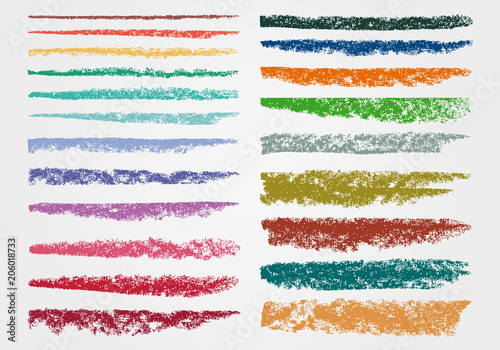 Chalk and charcoal. A set of colors vector brushstrokes. Grunge texture. A high resolution. Brushes are stored in the palette. Designed for registration of various design projects: posters, banners.