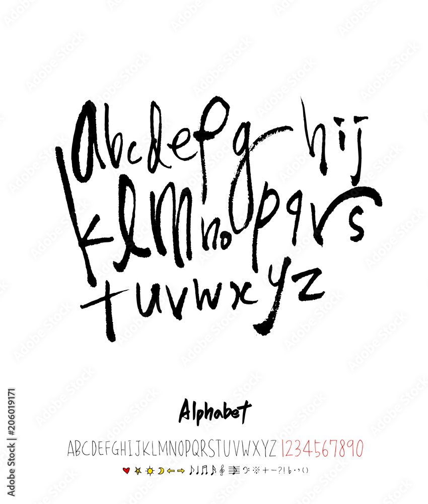 Obraz premium 벡터 문자 / 손으로 쓴 글씨체