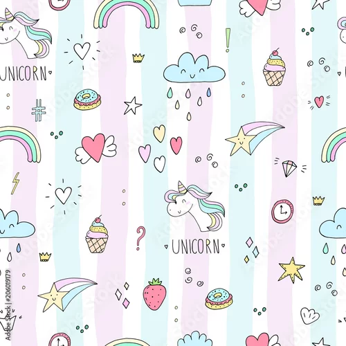 Tapety ładny jednorożec wektor wzór