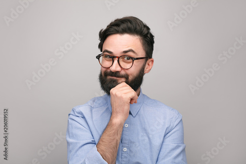 Playful bearded guy in eyeglasses © kegfire