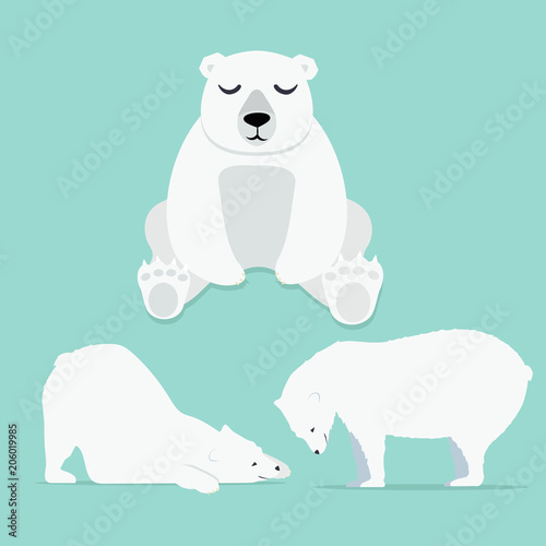 Cute Polar bear Vector set