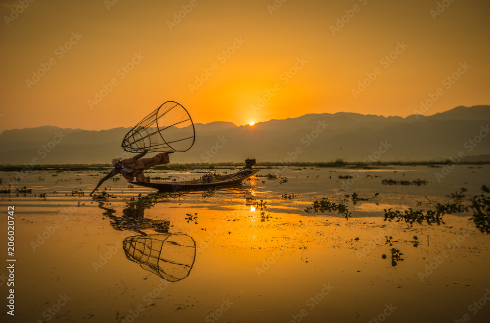 Suset in Lake Inle Myanmar