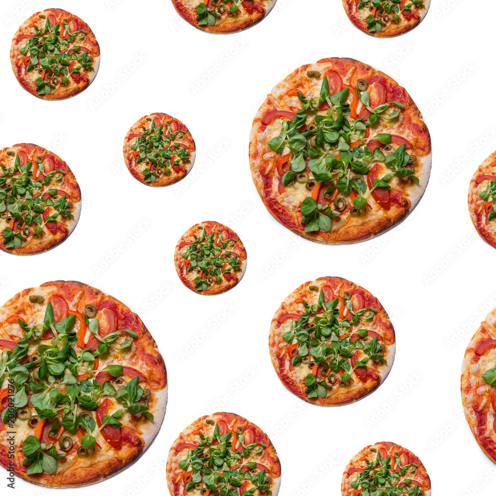 Seamless pattern of Vegetarian pizza Seamless pattern of Vegetarian pizza
