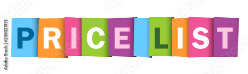 PRICE LIST colourful vector letters icon