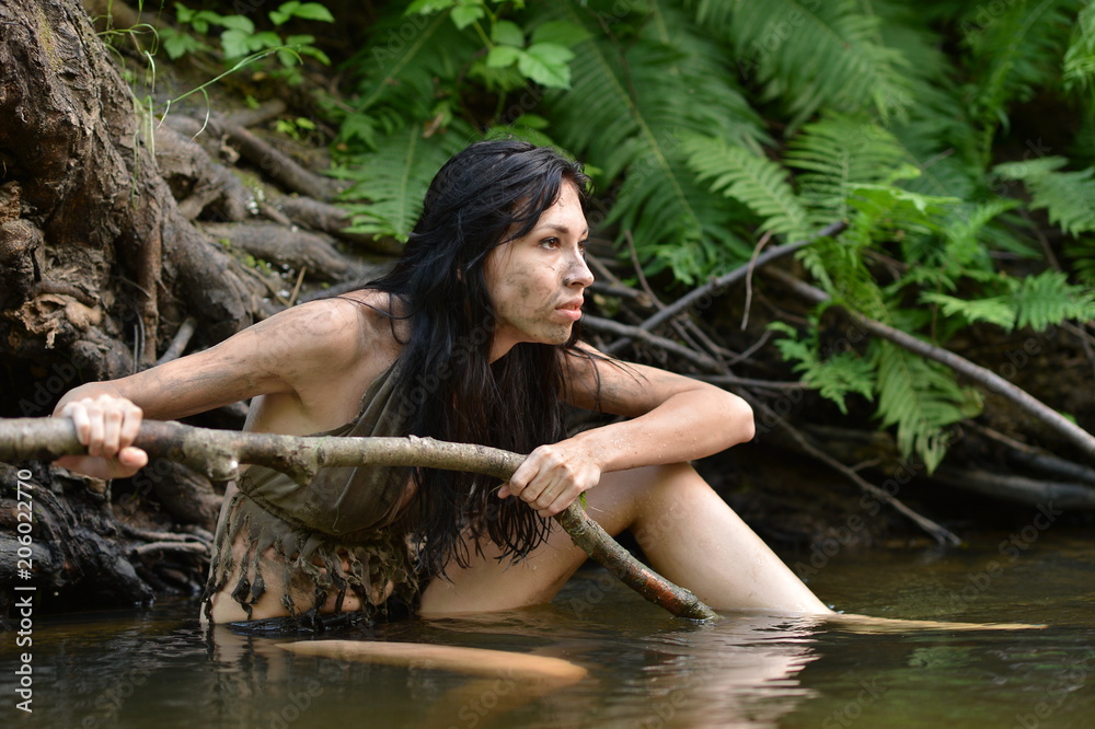 Thoughtful woman with loincloth Thoughtful woman with loincloth