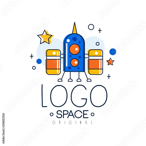 Space logo original, space mission and exploration label vector Illustration on a white background