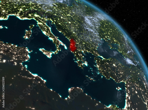 Albania at night from orbit