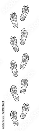 Footprints of shoes. Vector drawing