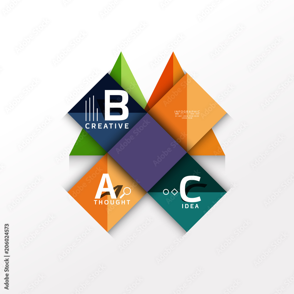 Geometric infographic banner, paper info diagram created with color shapes Geometric infographic banner, paper info diagram created with color shapes