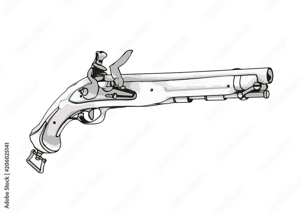 sketch of an old musket vector
