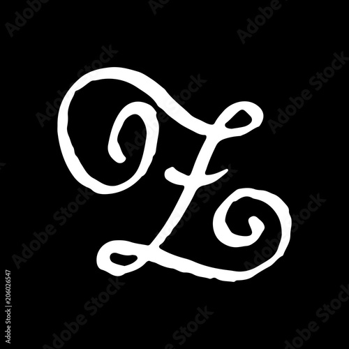 Letter Z. Handwritten by dry brush. Rough strokes textured font. Vector illustration. Elegant style alphabet.