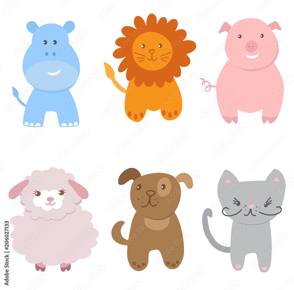 Obraz premium Cute Vector Set of Zoo Animals