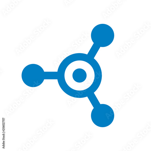 Connection and Letter O Vector Logo Design, Tech, Molecule, Hub, Blue Technology Icon Concept photo