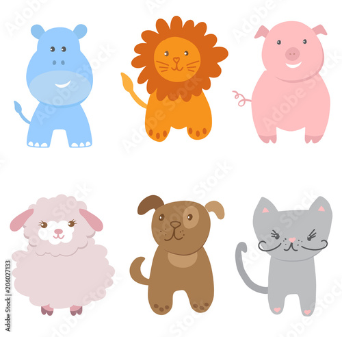 Cute Vector Set of Zoo Animals