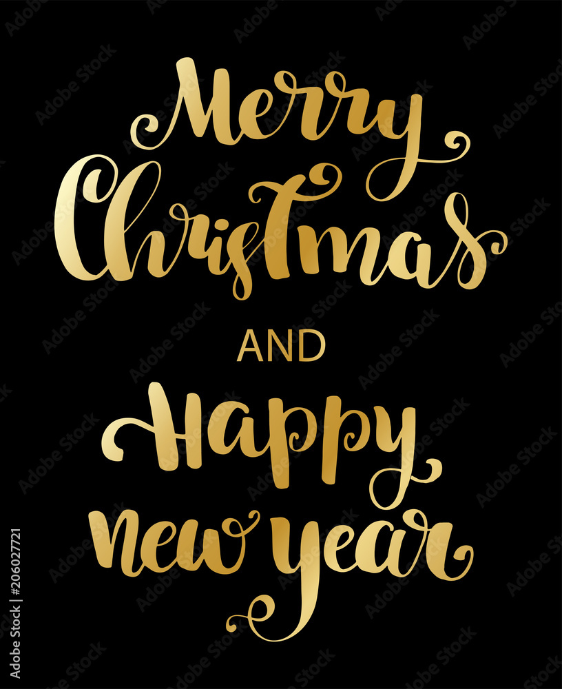 Merry Christmas brush lettering typography. Merry Christmas brush lettering typography.