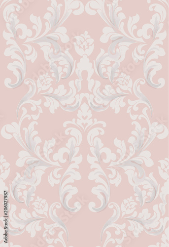 Vintage Baroque seamless texture pattern Vector. Wallpaper ornament decor. Textile, fabric, tiles