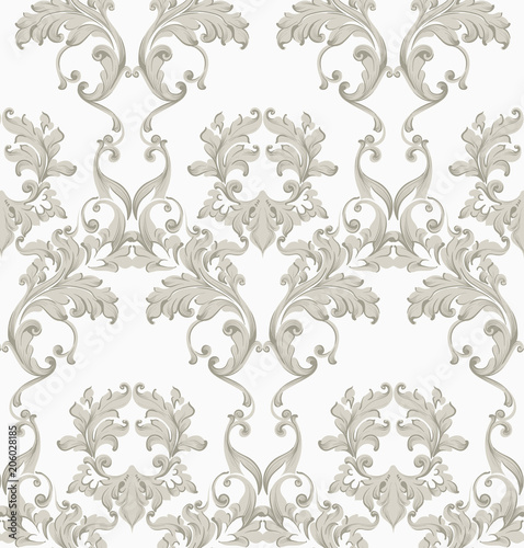Vintage Baroque seamless texture pattern Vector. Wallpaper ornament decor. Textile, fabric, tiles trendy decors