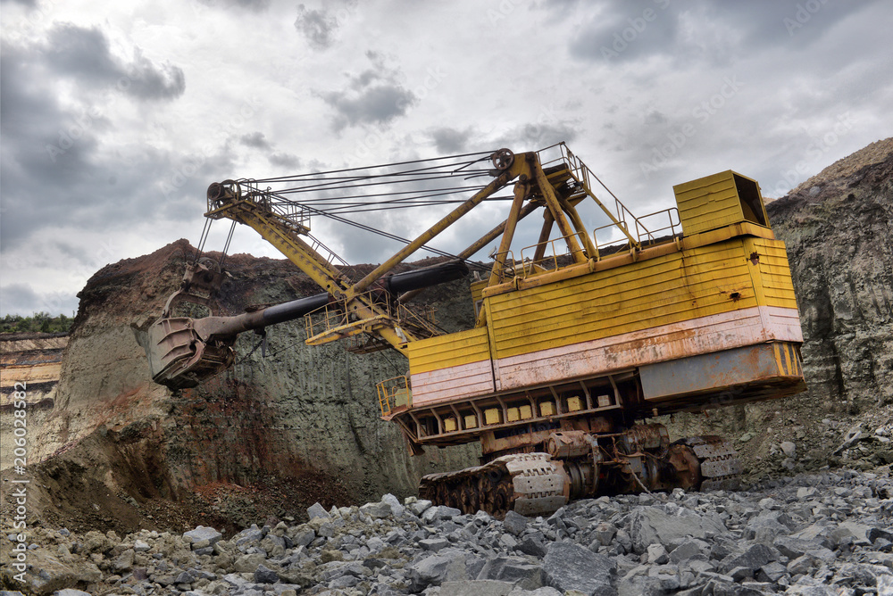 excavator works with granite or ore at opencast mining excavator works with granite or ore at opencast mining