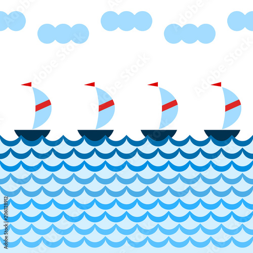 Simple cartoon yachts saili...