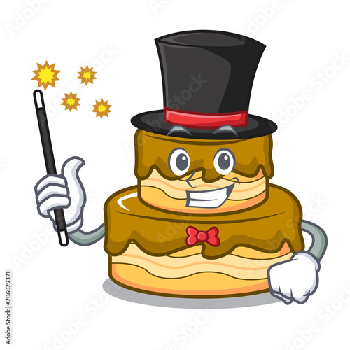 Magician birthday cake mascot cartoon