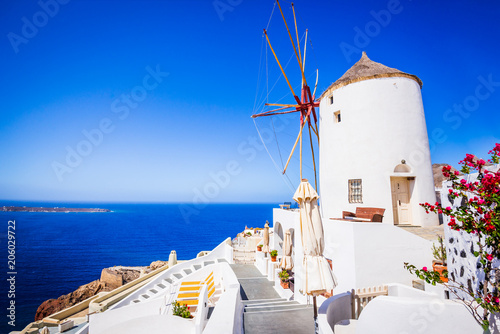 Santorini, Greece and Oia windmill