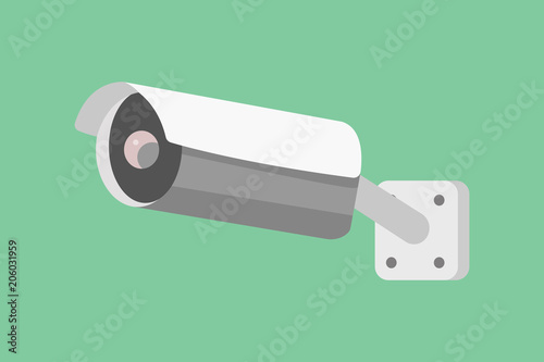 Vector security camera. CCTV cartoon illustration. Safety and watching.